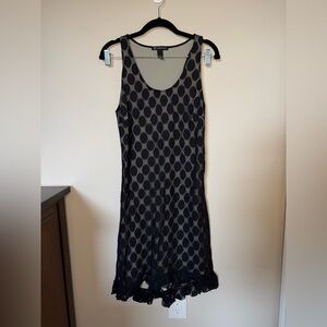 INC International Concepts Black and Gray Polka Dot Mini Dress
